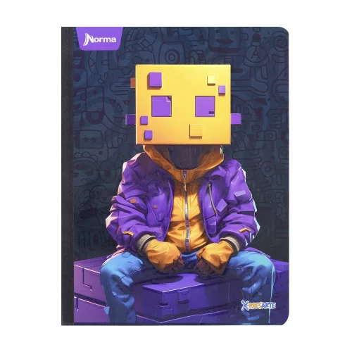 Cuaderno cosido masculino 50 hojas cuadriculado X-presarte - cabeza cuadrada