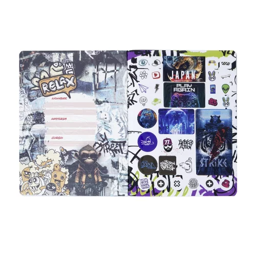 Cuaderno cosido masculino 50 hojas cuadriculado X-presarte - tigre yeah