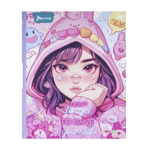 Cuaderno cosido tapa dura femenino 90 hojas cuadriculado X-presarte - don't forget