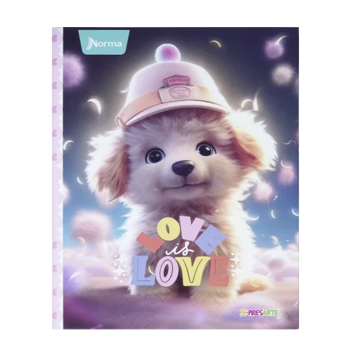 Cuaderno cosido tapa dura femenino 90 hojas cuadriculado X-presarte - love is love
