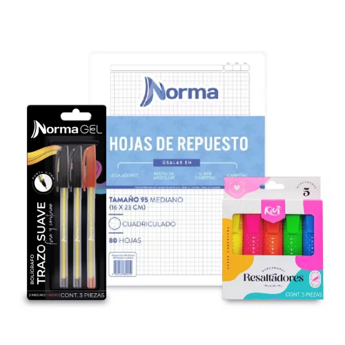 Kit de Regreso Universidad Repuesto + Boligrafos + Resaltadores