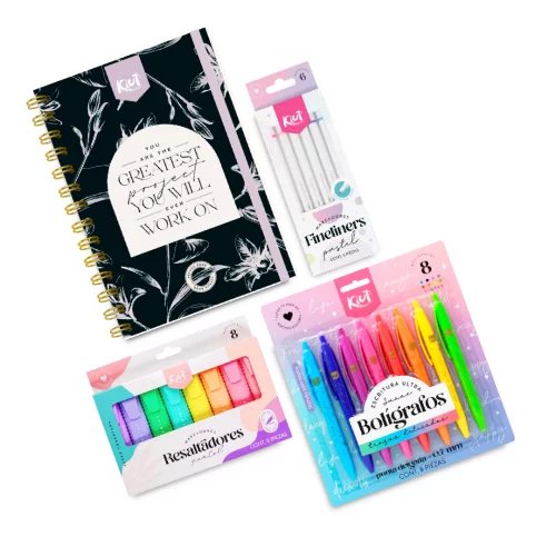 Kit Inspírate 2026 + Agenda Diaria + Resaltadores Kiut + Bolígrafos + Fineliners