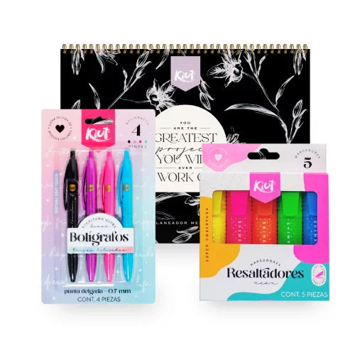 Kit Organización Eficiente 2026 Planeador + Resaltadores + Bolígrafos