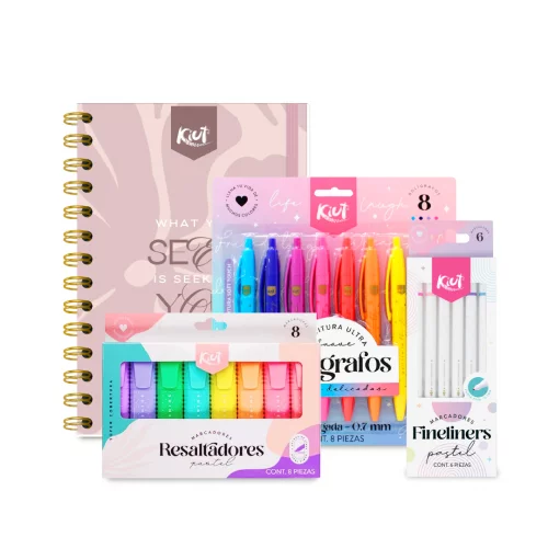 Kit Tu Mejor Versión Agenda Diaria + Resaltadores + Bolígrafos + Fineliners