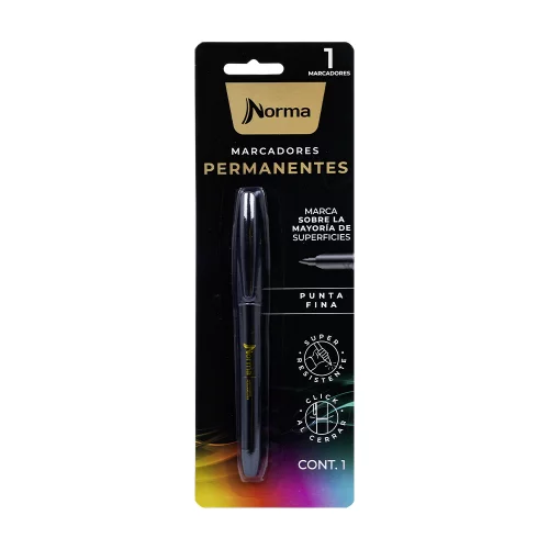 Marcador negro premium permanente punta fina x 1 und