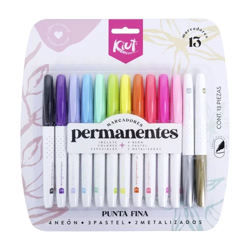 Marcadores Kiut Permanente Punta Fina X13
