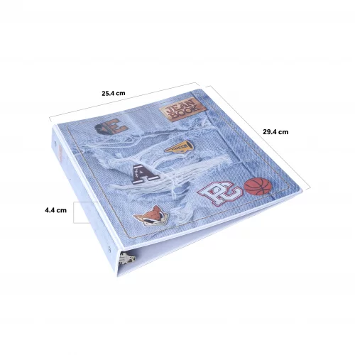 Pasta de argolla PVC grande Jean Book - Denim pines cheer