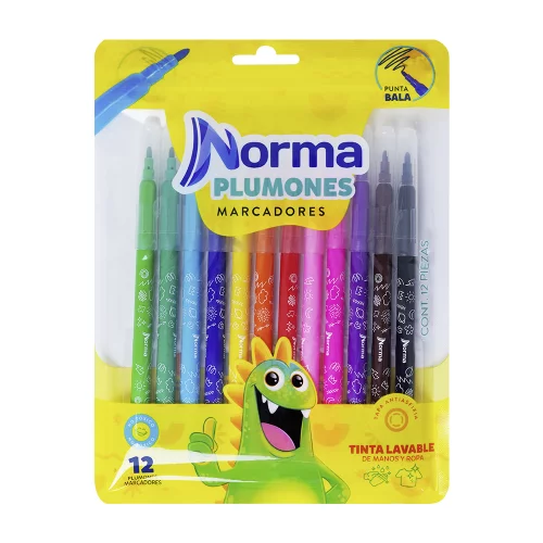 Plumones Norma lavables punta bala X 12 und