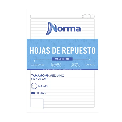 Repuesto Pasta Argolla Norma Mediano (95) Linea Corriente