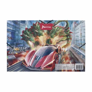 Carpeta Fuelle Carton Street Racer - Carro Naranja Y Mosntruo