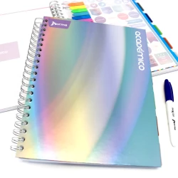 Cuaderno Argollado Durabook 105 Academico 175 Hojas 7 Materias Mixto   15 Holografico Medio