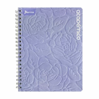 Cuaderno Argollado Grande 80 Hojas Cuadriculado Academico - Relieve Flores Azul