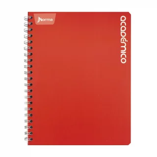 Cuaderno Argollado Grande 80 Hojas Cuadriculado Academico - Rojo