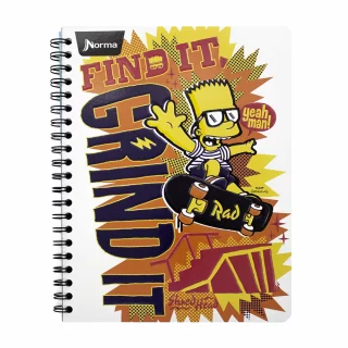 Cuaderno Argollado Grande 80 Hojas Cuadriculado Los Simpsons - Grind It