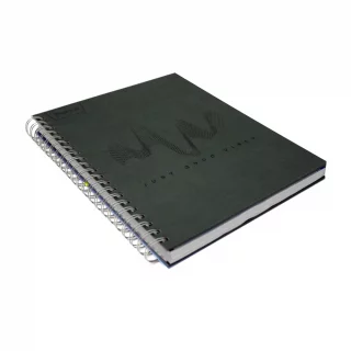 Cuaderno Argollado Tapa Dura  Grande  7 Materias Cuadriculado Norma Cuero  - Vivella Verde Vibes