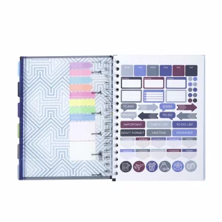Cuaderno Argollado tapa dura  mediano Multimateria 7M Linea Corriente Norma Cuero - Majestic Gris