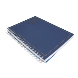 Cuaderno Argollado Tapa Dura Grande  7 Materias Cuadriculado Jean Book Tela Real Azul Oscuro