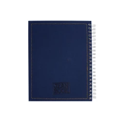 Cuaderno Argollado Tapa Dura Grande  7 Materias Cuadriculado Jean Book Tela Real Azul Oscuro
