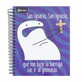 Cuaderno Argollado tapa dura grande 7 materias Cuadriculado Memes - Gimnasio