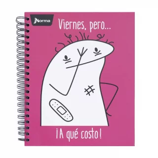 Cuaderno Argollado tapa dura grande 7 materias Cuadriculado Memes - Viernes