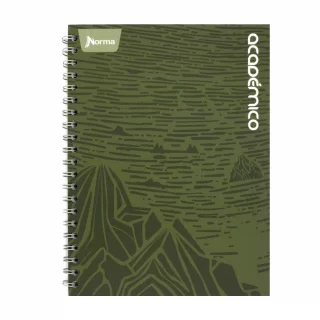 Cuaderno Argollado Tapa Dura Grande 80 Hojas Cuadriculado Academico - Verde Montañas