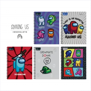 Cuaderno Argollado Tapa Dura Grande 80 Hojas Cuadriculado Among Us