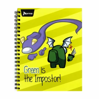 Cuaderno Argollado Tapa Dura Grande 80 Hojas Cuadriculado Among Us - Green Is The Impostor