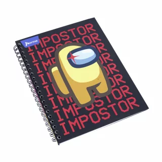 Cuaderno Argollado tapa dura grande 80 Hojas Cuadriculado Among Us - Impostor Rojo