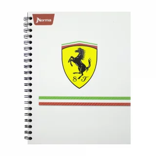 Cuaderno Argollado Tapa Dura Grande 80 Hojas Cuadriculado Ferrari - Logo Fondo Blanco