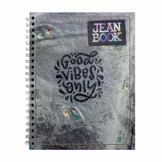 Cuaderno Argollado Tapa Dura Grande 80 Hojas Cuadriculado Jean Book - Good Vibes