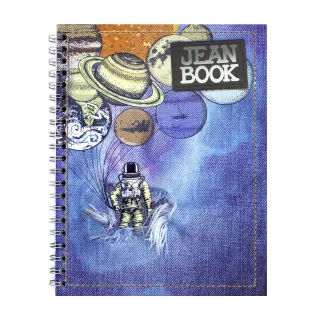 Cuaderno Argollado Tapa Dura Grande 80 Hojas Cuadriculado Jean Book - Planetas Y Astronauta