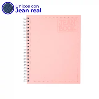 Cuaderno Argollado Tapa Dura Grande 80 Hojas Cuadriculado Jean Book Tela Real Rosa