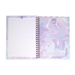 Cuaderno Argollado Tapa Dura Grande 80 Hojas Cuadriculado Kiut Platino La Magia Esta En Ti