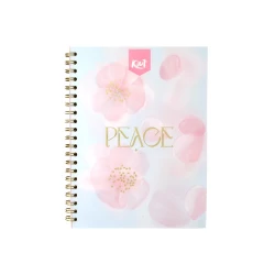 Cuaderno Argollado Tapa Dura Grande 80 Hojas Cuadriculado Kiut Platino Peace