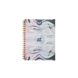 Cuaderno Argollado Tapa Dura Grande 80 Hojas Cuadriculado Kiut Platino Self Love
