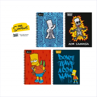 Cuaderno Argollado Tapa Dura Grande 80 Hojas Cuadriculado Los Simpsons