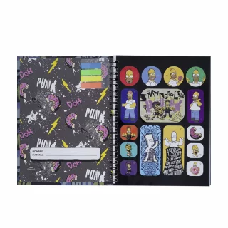 Cuaderno Argollado Tapa Dura Grande 80 Hojas Cuadriculado Los Simpsons