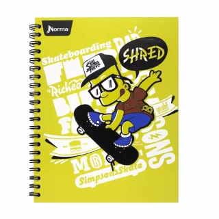 Cuaderno Argollado Tapa Dura Grande 80 Hojas Cuadriculado Los Simpsons - Shred