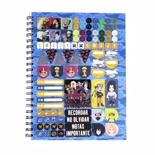 Cuaderno Argollado Tapa Dura Grande 80 Hojas Cuadriculado Naruto Clones