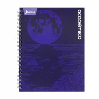 Cuaderno Argollado Tapa Dura Grande 80 Hojas Linea Corriente Academico - Azul Luna