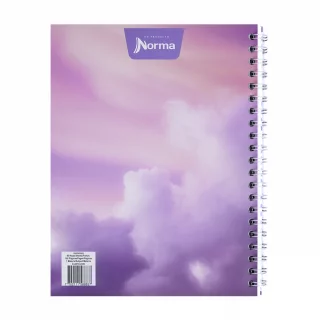 Cuaderno Argollado tapa dura grande 80 Hojas Linea Corriente Academico - Nubes Lila