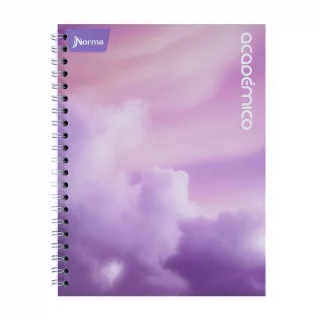 Cuaderno Argollado tapa dura grande 80 Hojas Linea Corriente Academico - Nubes Lila