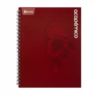 Cuaderno Argollado Tapa Dura Grande 80 Hojas Linea Corriente Academico - Vino Calavera