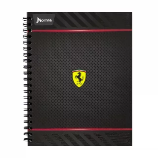 Cuaderno Argollado Tapa Dura Grande 80 Hojas Linea Corriente Ferrari - Logo Fondo Texturas