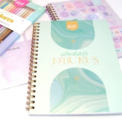 Cuaderno Argollado Tapa Dura Grande 80 Hojas Linea Corriente Kiut Platino Absolutely Fabulous