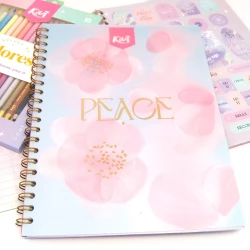 Cuaderno Argollado Tapa Dura Grande 80 Hojas Linea Corriente Kiut Platino Peace