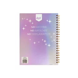 Cuaderno Argollado Tapa Dura Grande 80 Hojas Linea Corriente Kiut Platino Say No