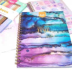 Cuaderno Argollado Tapa Dura Grande 80 Hojas Linea Corriente Kiut Platino Take Your Time