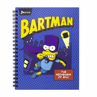 Cuaderno Argollado Tapa Dura Grande 80 Hojas Linea Corriente Los Simpsons - Bartman