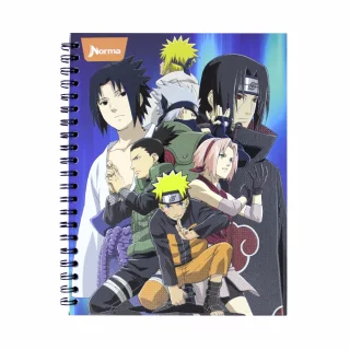 Cuaderno Argollado Tapa Dura Grande 80 Hojas Linea Corriente Naruto Fondo Azul